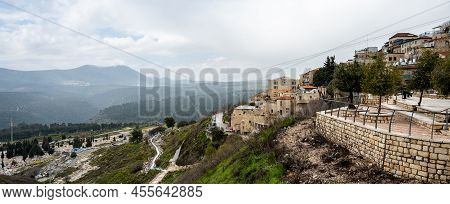 Safed, Israel - March 25, 2022: View From The Upper Part Of The City To The Lower Part