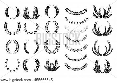 Vintage Royal Set With Wreaths. Award Trophy Set. Floral Branch. Peace Symbol. Winner Certificate. V