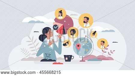 Sociologist Occupation And Professional Community Study Tiny Person Concept. Culture Analysis And Pe