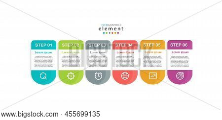 Modern Vector Infographic Design Business Template With Icons And 6 Options Or Steps. Can Be Used Fo