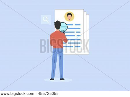 Job Experience Concept, Recruitment, Human Resources. Hr Manager Is Searcing Candidates Cv With Hi S