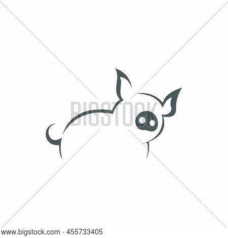 Pig Icon Logo Design Concept Illustration Template