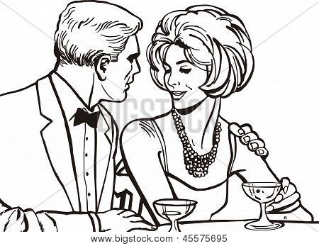 Vintage Illustration, isolierte Liebespaar Liebhaber