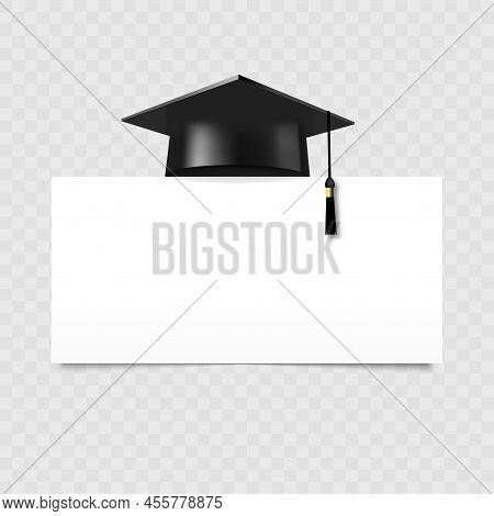 Graduate College, High School Or University Cap On Transparent Background. Vector