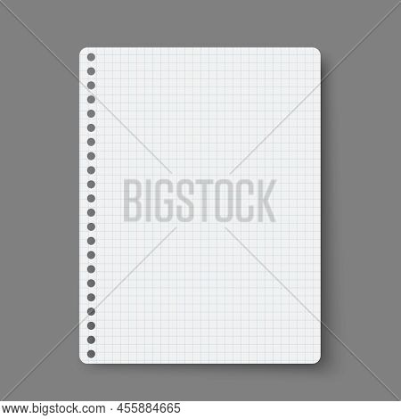Notebook Line Squared Dot. Diary Template. Notepad Empty Page Set. Vector Blank White List Mock Up