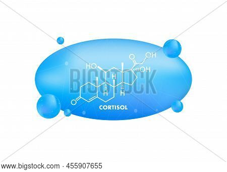 Stress Hormone, Cortisol Chemical Formula. Icon For Medical Design. Vector Illustration