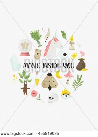 Vector Composition With Different Magic, Wizard Items, Icons, Tools