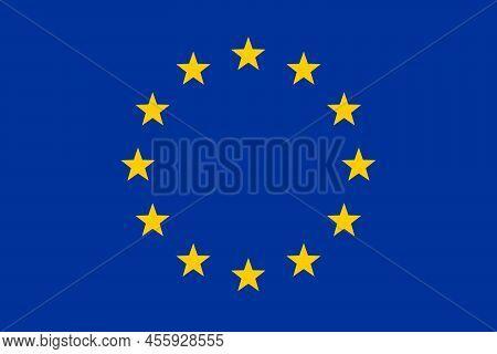European Union Flag. Official Colors And Proportion. Blue Background With Yellow Stars Illustration