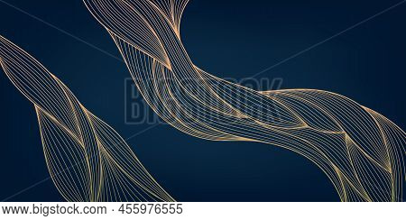 Vector Abstract Golden Luxury Pattern, Lines Background. Line Arts Wallpaper. Wavy Art Deco Texture 