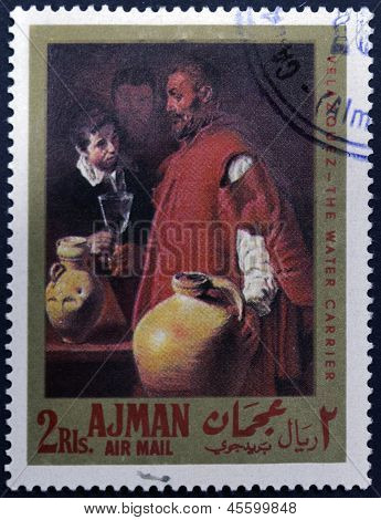 A stamp printed in Ajman shows 
