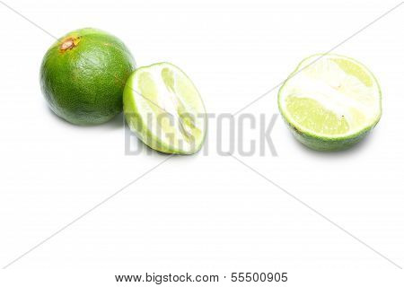 Lemon green on white background