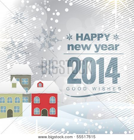 vector new year 2014 design with colorful house