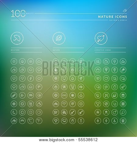 Set of icons for for weather, nature and lifestyle