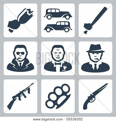 Vector Isolated Mafia Icons Set