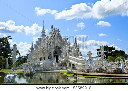 Thai Temple Called Wat Rong Khun At Chiang Rai, Thailand.