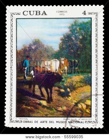 CUBA - CIRCA 1973: stamp printed by CUBA, shows C. Troyon 