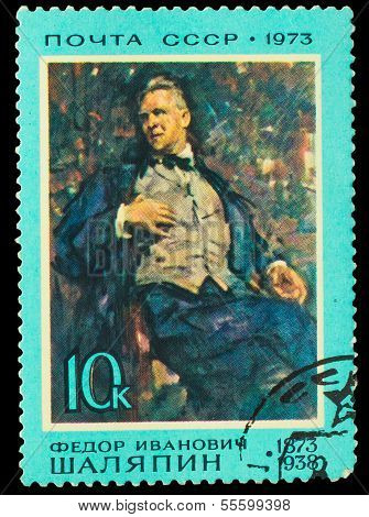 USSR - CIRCA 1973: A stamp printed in USSR, shows operatic singe
