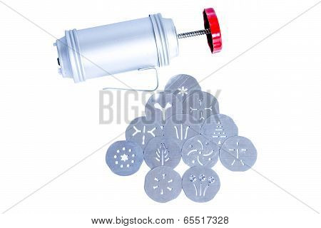 Antique Aluminum Spritz Cookie Press and Dies