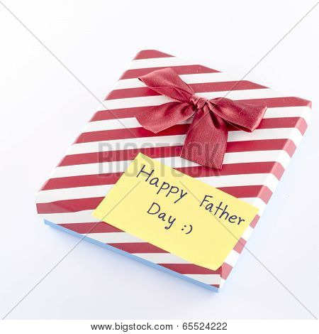 Gift Box With Card Write Happy Father Day Word