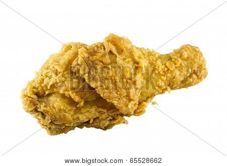 Fried chicken on white background.