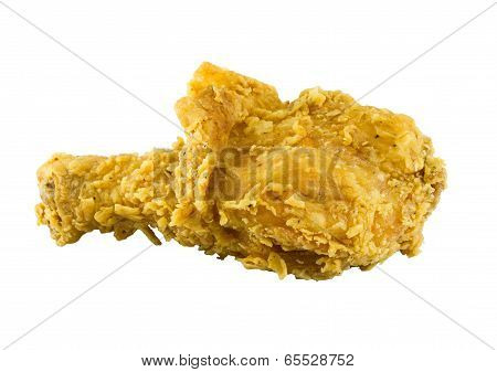 Fried chicken on white background.