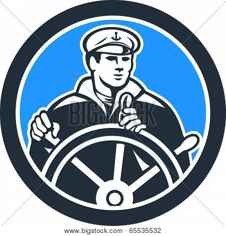 Fisherman Sea Captain Circle Retro