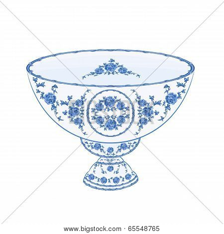 Bowl Of Fruit Faience  Vector Without Gradients