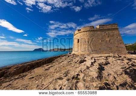 Moraira Castle in teulada beach at Mediterranean Alicante of Spain
