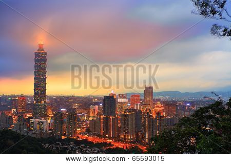Skyline of Xinyi District in Taipei