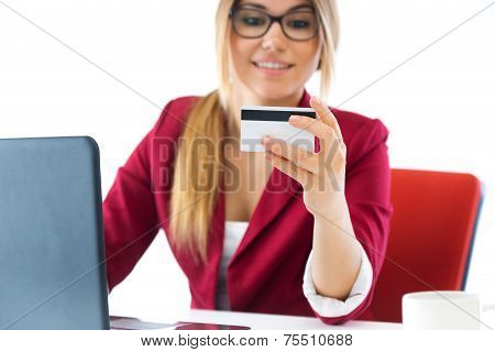 Young Business Girl Using Her Computer.