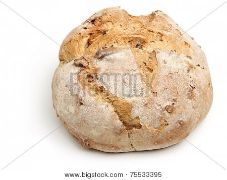 Artisan bread cob loaf on white background