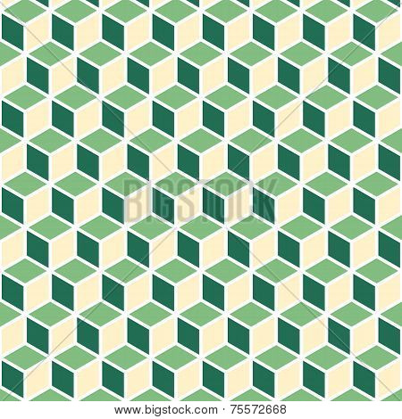 Abstract Isometric Green Cube Pattern Background