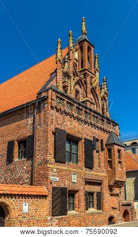 Facade Of House Of Perkunas In Kaunas, Lithuania