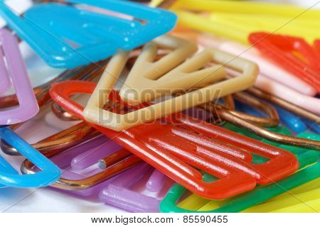 Colorful Paper Clips Closeup