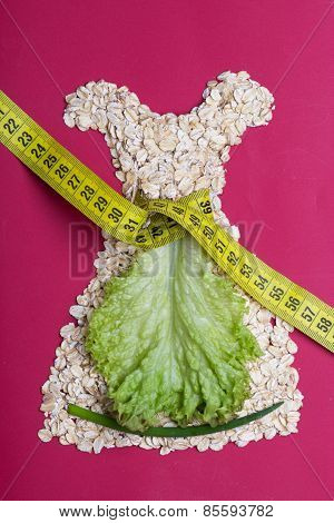 Dress Shape Made From Oatmeal With Measuring Tape
