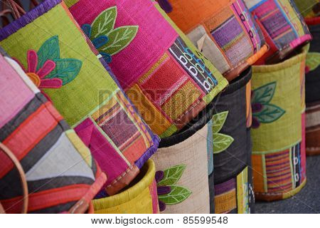 multi colored jute bags