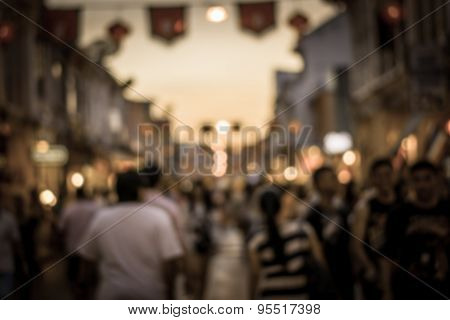 Crowd Of People In Talang Road, Phuket