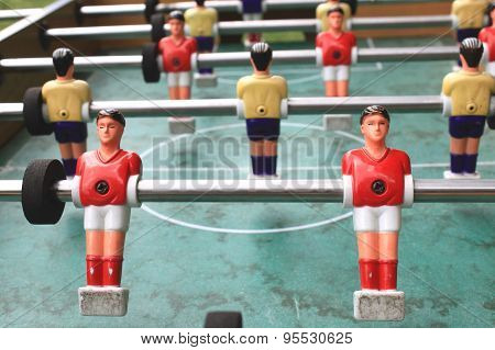 vintage table football closeup, foosball
