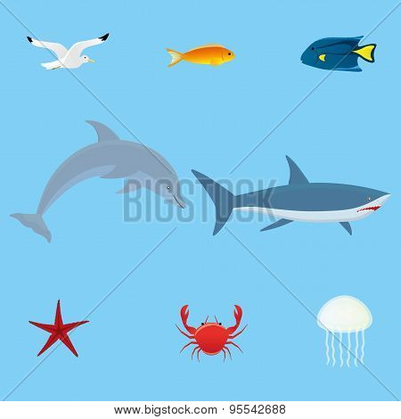Sea fauna set