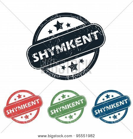 Round Shymkent city stamp set