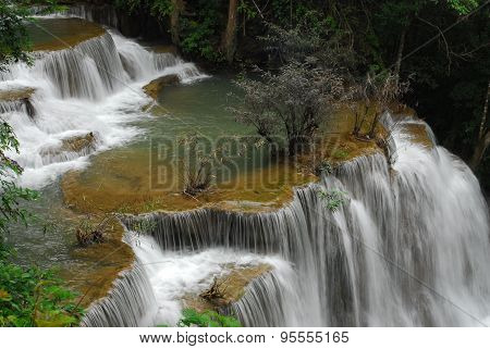 Huay Mae Kamin Waterfall in Khuean Srinagarindra National Park, Kanchanaburi province, Thailand