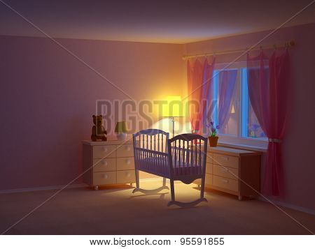 Baby Room Cradle Night