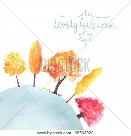 Watercolor autumn trees made in vector