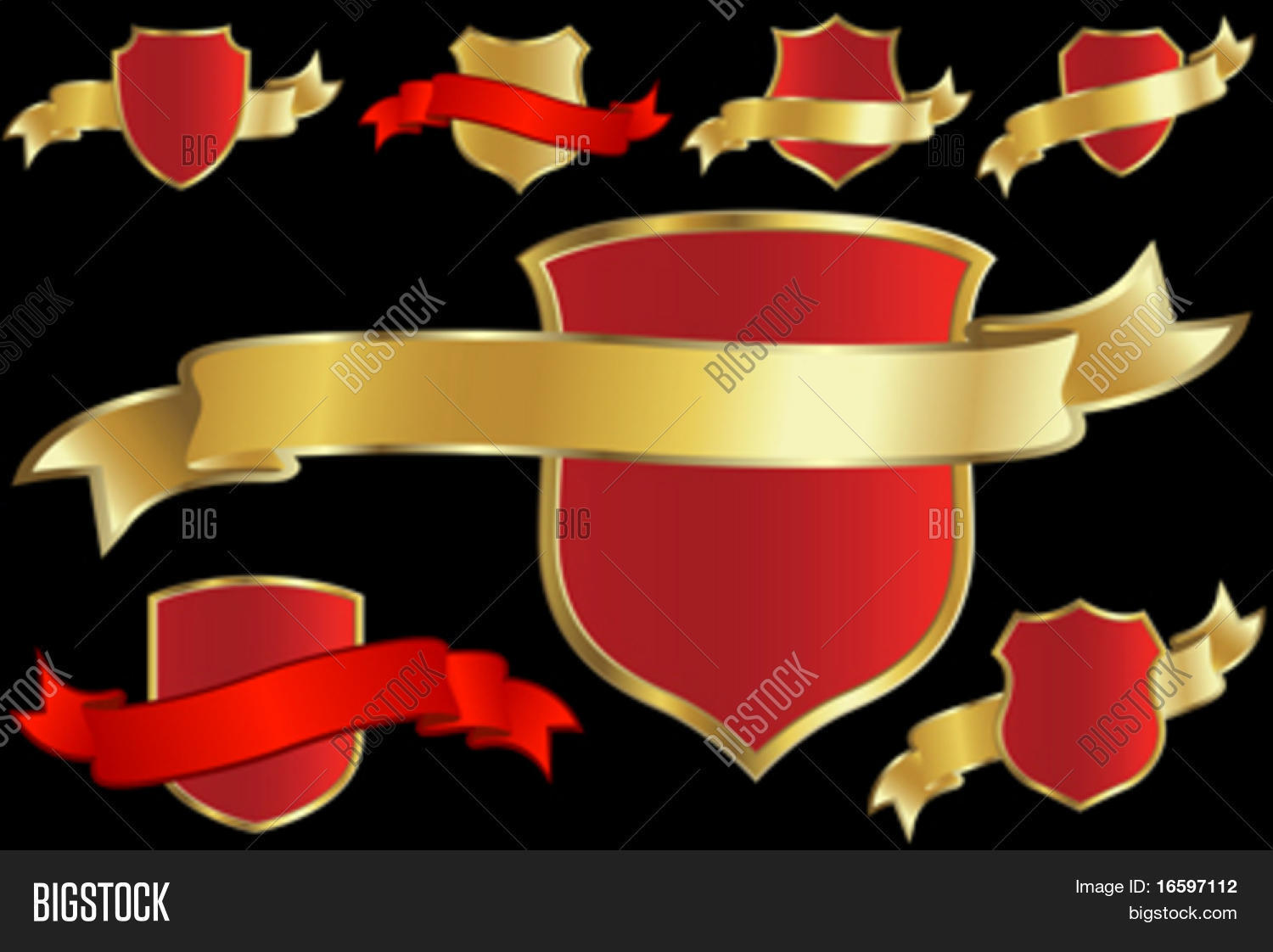 Vector Shield And Ribbon Set Shields Ribbons Vector & Photo (Free Trial) | Bigstock