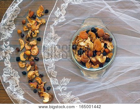 Dried berries and fruits on the table