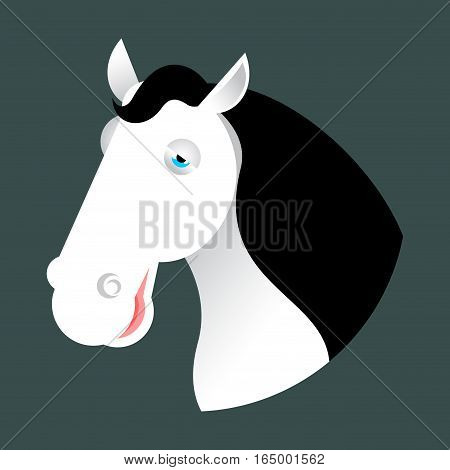 White Horse Head. Muzzle Hoss Isolated On White Background