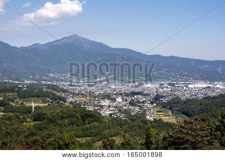 Mount Tanzawa oyama and town area in Hadano city