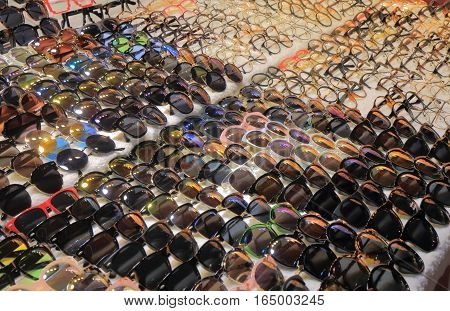 SEOUL SOUTH KOREA - OCTOBER 23, 2016: Sunglass shop on Unidentified people visit Ewha Woman's university fashion street.