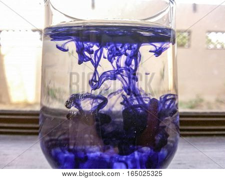 Close up of diffusing ink in water.