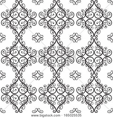 Semaless retro floral baroque black and white ornament